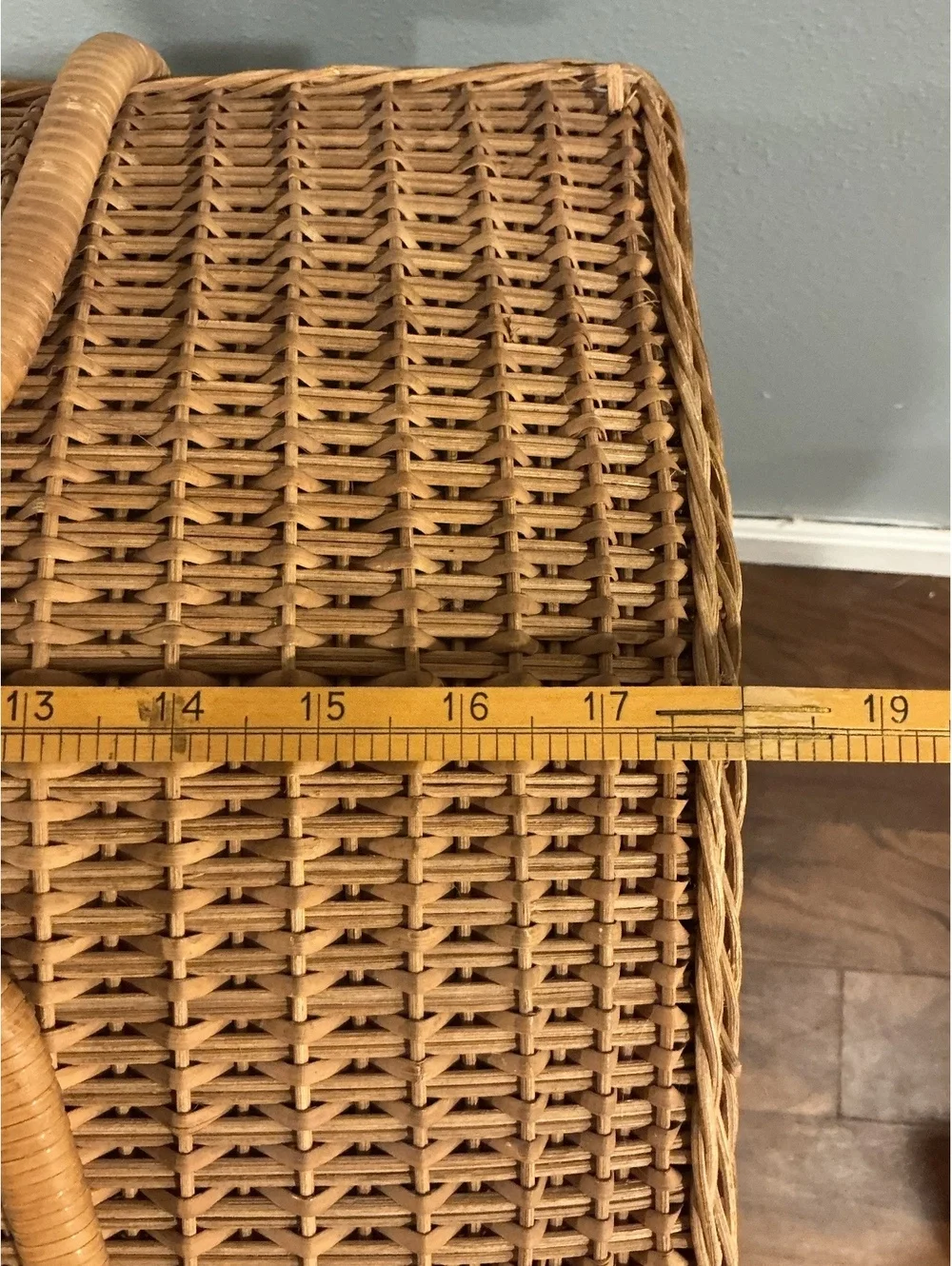 Vintage Wicker Picnic Basket with Handles Large Hinged Lid
